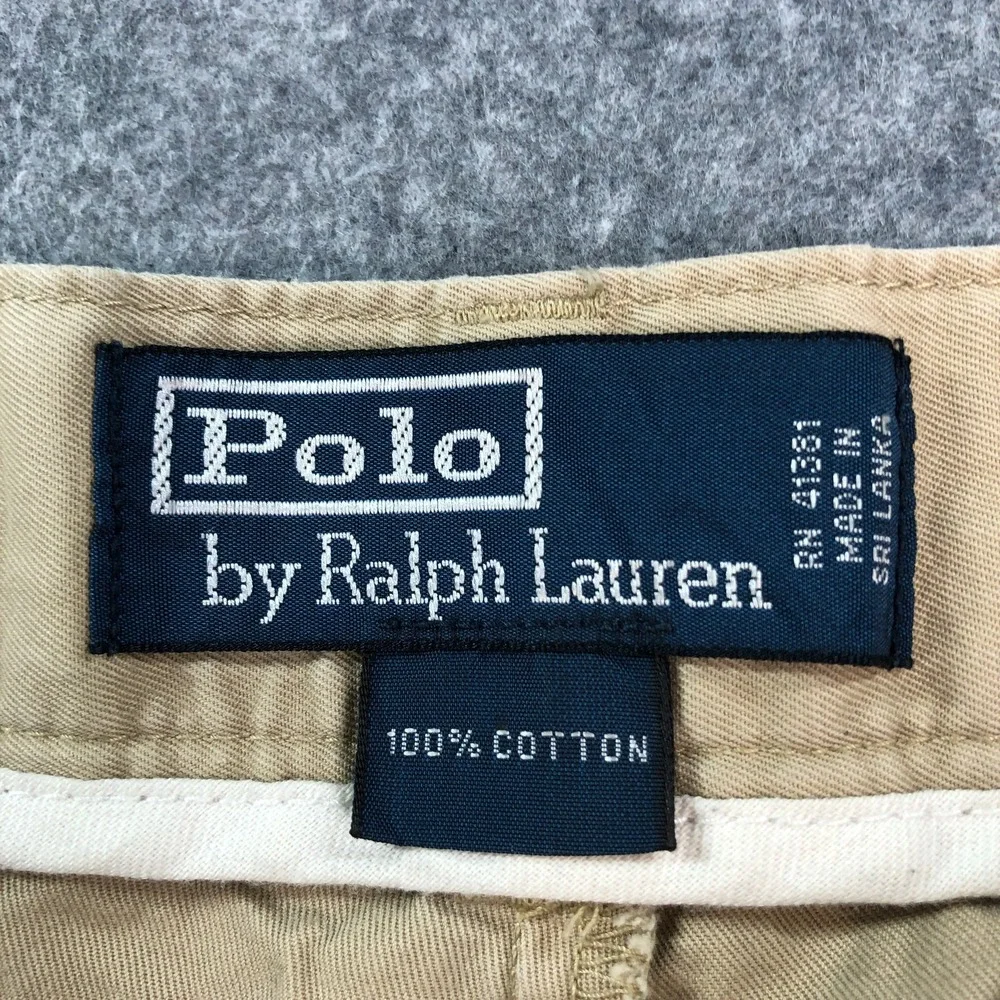Polo Ralph Lauren Mens Chino Shorts 34 Tan Flat Front Cotton Classic